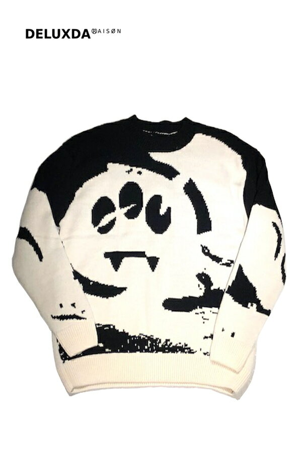 Rakuten - 【BARROW / バロー】032316 col:200 Faceprint Wool Knit Unisex バージンウールブレンド バイカラーデザインニット ユニセックス 男女兼用 イタリアブランド