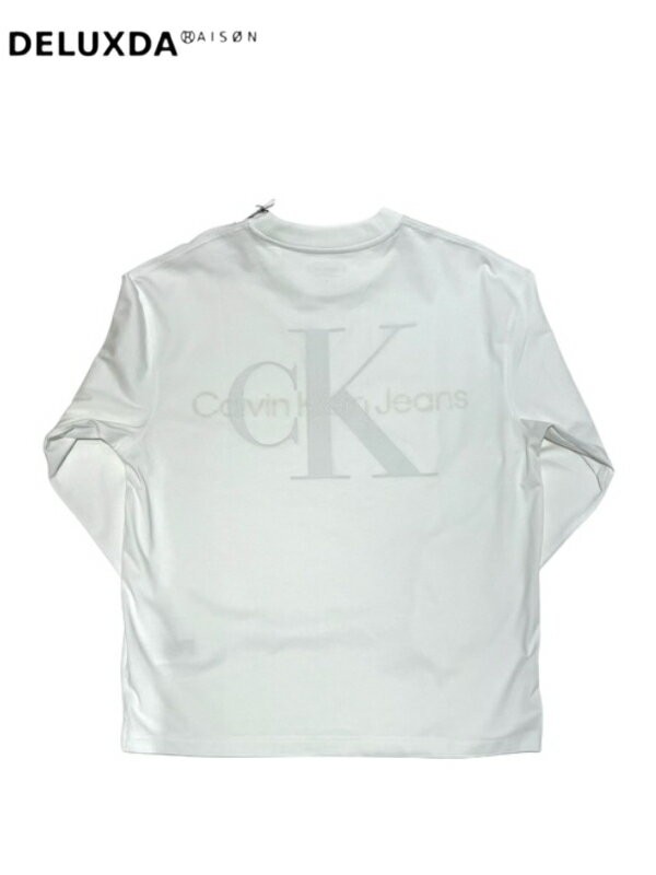 Rakuten - 【CALVIN KLEIN JEANS / カルバンクラインンジーンズ】J326598 YAF ホワイト　WHITE　シンプル　ロングT　ロングスリーブ　エンボスバックロゴ　ロングスリーブプルオーバー CK