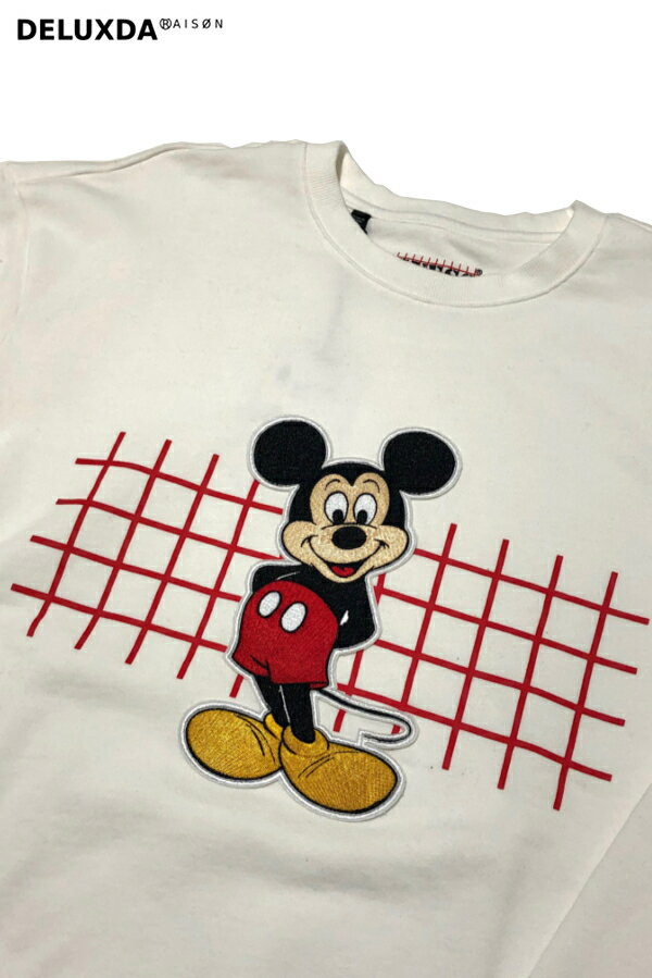 【GUESS×DISNEY】MICKEY&FRIENDS ゲス× ディズニー (ミッキー&フレンズ)【 Exclusive Item】Crew-Neck Sweat クルーネックスウェット ワッペン ML1K7785DE WHITE ホワイト