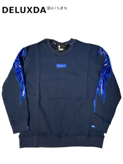 【MWM / エムダブリューエム】MOD WAVE MOVEMENT ウイングワッペンスリーブスウェットシャツ 刺繍ワッペン 羽 オーバーサイズ セットアップブ...