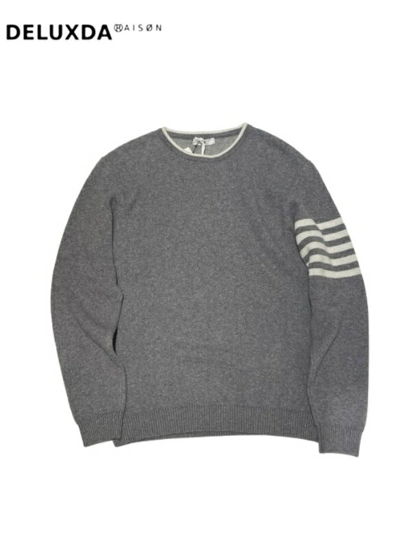 ポイント5倍【P.M.D.S. / ピーエムディーエス】【ライン】ライトグレー クルーネックニット パーカー カシミヤ混ウールニット セットアップ PMDS ...