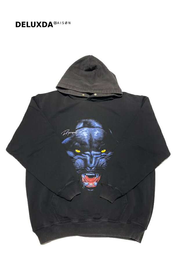 JAGUAR HOODIE col:VINTAGE BLACK ジャガーフーディー パーカー オーバーサイズシルエット ヴィンテージ加工 男女兼用