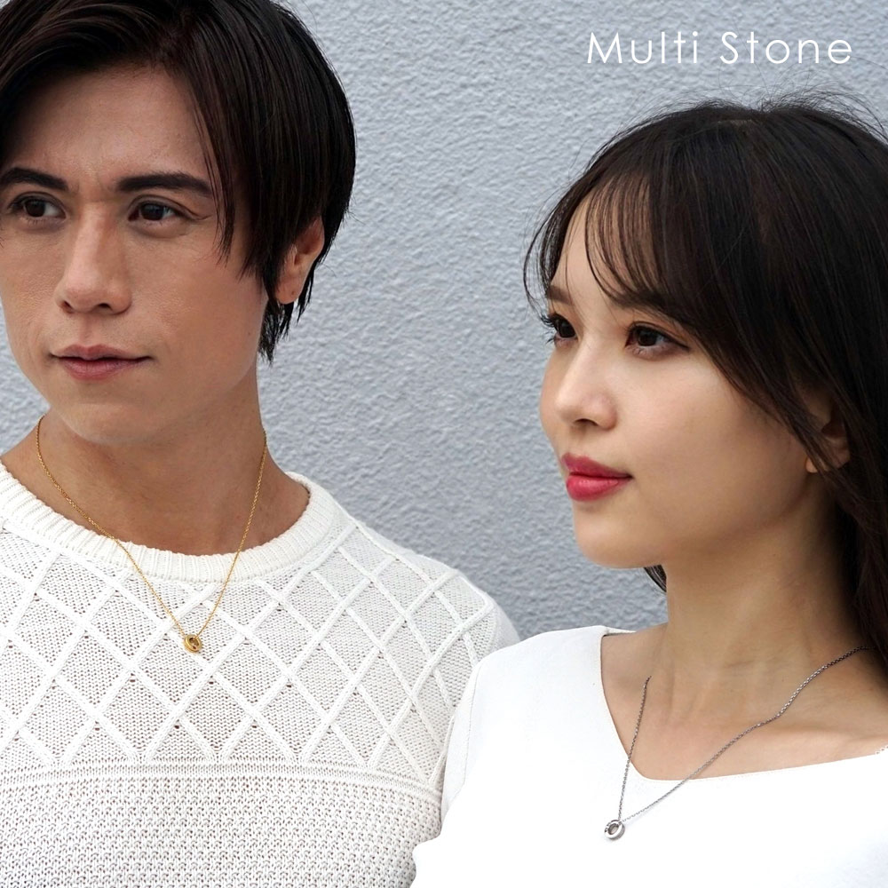 マルチストーン チューブ ネックレス ペア販売 刻印 誕生石 ギフト レディース メンズ お揃い カップル 親子 夫婦 シンプル アレルギー対応 ステンレス A...