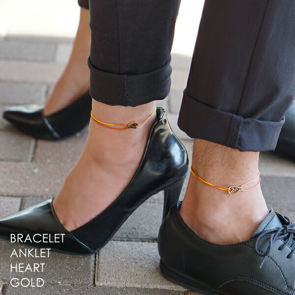 誕生石 ハート LOVE コード ブレスレット or アンクレット ゴールドカラー カップルペアに最適 ステンレス アレルギーフリー メンズ レディース 刻印 ...