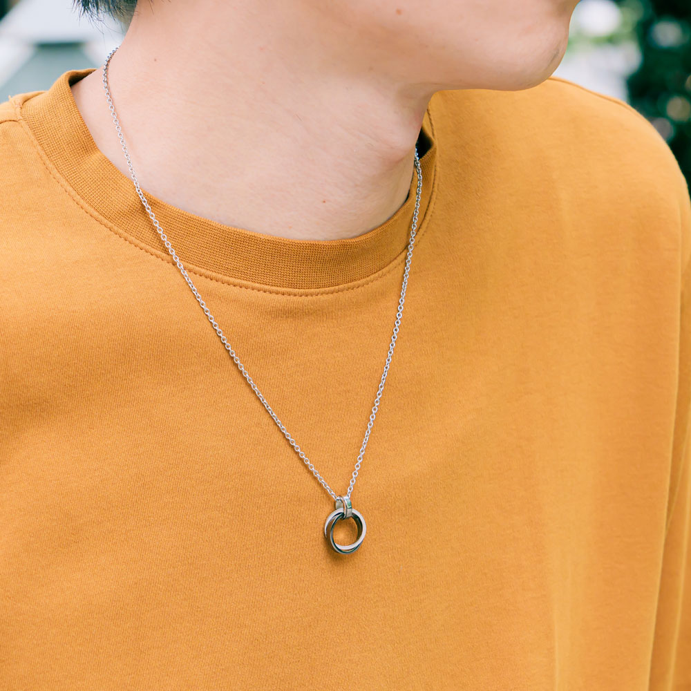 ネックレス 316L サージカルステンレス アレルギーフリー つけっぱなし ステンレス メンズ レディース ブラック 黒 青 ペア ギフト プレゼント CONTRAST PIP7963 PLUG IN