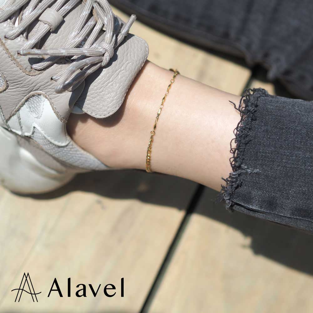 レディース コンビ デザイン チェーン アンクレット サージカルステンレス SUS316L アレルギー フリー サイズ ジュエリー つけっぱなし ok アジャス...