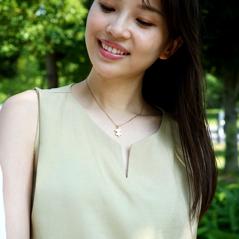 チェーン パズル ネックレス 単品販売 記念日 名入れ 刻印 ギフト プレゼント メンズ レディース 小ぶり 小さい ピース PZ つけっぱなし ok