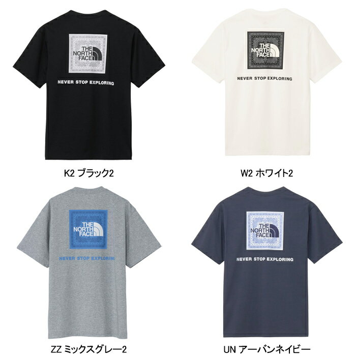 【即日発送】ザ・ノース・フェイス THE NORTH FACE NT32446 S/S BANDANA SQUARE LOGO TEE ショートスリーブバンダナスクエアロゴティー Tシャツ ペイズリー 柄 速乾 半袖 トップス アウトドア キャンプ 海 山 川 メンズ レディース 4カラー 国内正規 2026SS
