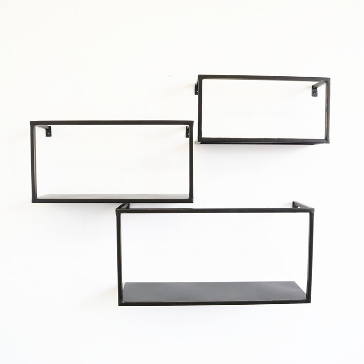 アンティーク調 壁掛けディスプレイシェルフ 四角型 3個セット 棚 壁面装飾 取り付け簡単 レトロ風 アンティーク風 おしゃれ 幅46cm 幅38cm 幅32cm rilmy 韓国 インテリア