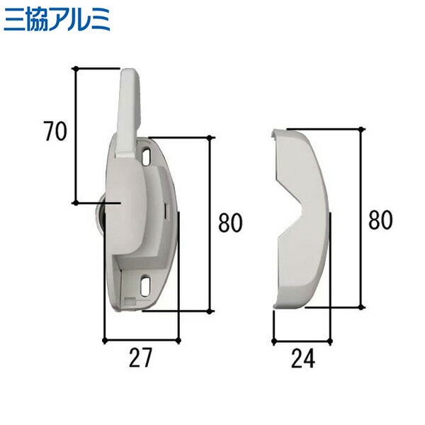 WB6037R0-WH クレセント本体 と 台座カバーのセット 白 ホワイト 【右】 WB6037R PKK1029 補修部品 引違い窓 窓 部品 PYLB66...