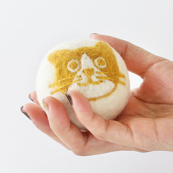 ウールドライヤーボール（3個セット）ネコ 猫 CAT キャット 洗濯 乾燥機専用 時短 エコ SDGs 天然素材 かわいい 飾り 3
