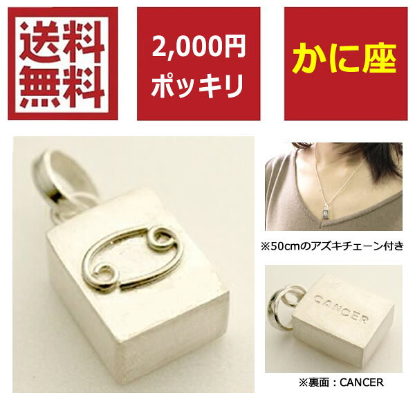 【送料無料★2000円ポッキリ】【かに座】CANCER 星座 チャーム + あずきチェーン セット ペンダント ホロスコープ シルバー アクセサリー ネックレス...