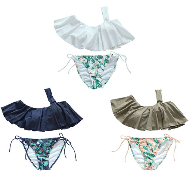 ワンショルダーフリルビキニ ボタニカル柄 ショ...の紹介画像3