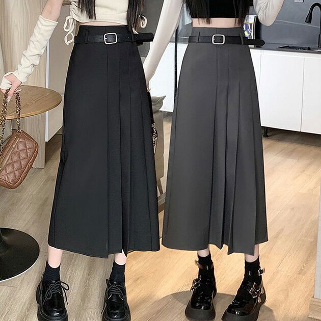 アシメ プリーツ ハイウエスト ロング スカート ボトムス 女性 レディース 春 秋 冬 ワンカラー 単色 無地 フレア Aライン 脚長効果 おしゃれ シンプル フェミニン 上品 エレガント 大人っぽい 大人女子 きれいめ おでかけ デート 着回し