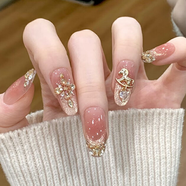 楽天市場】ネイルチップ ロング（カラーゴールド）の通販