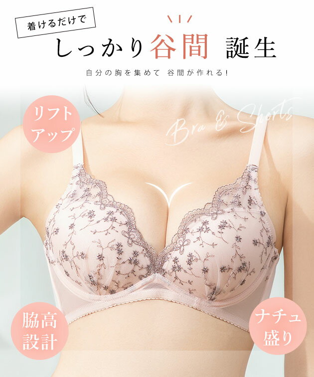 【2点セット】フローラル 刺繍 3/4 ブラ&ショーツ セット 女性 レディース 下着 肌着 インナー ブラジャー パンツ セットアップ ロマンチック フラワー 花 脇高設計 谷間メイク きれいめ 可愛い ガーリー キュート 甘め フレンチ スカラップ