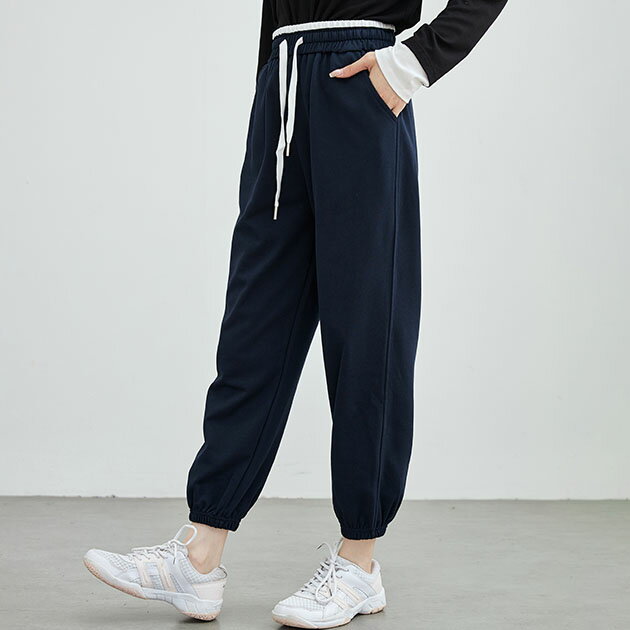 ソリッドカラー ウエスト イージー ジョガー パンツ 女性 レディース メンズライク ユニセックス ボトム ズボン 秋 冬 ワークパンツ ゴム リブ 単色 無地 カジュアル ストリート 楽ちん 部屋着 ワンマイル ルームウエア シンプル