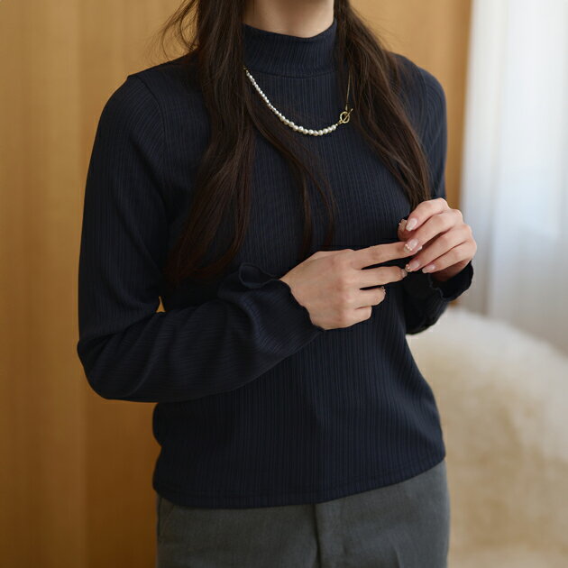 樂天商城 - DAYRA ハイネック ランダム プリーツ 長袖 トップス レディース 春 秋 冬 セットインスリーブ 無地 ワンカラー 単色 シンプル ベーシック ミニマム フェミニン きれいめ 大人女子 デイリー 通勤 お仕事 オフィス おでかけ デート 着回し