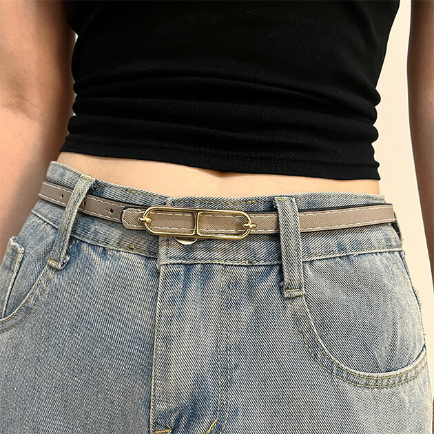 2way ラウンド バックル レザータッチ ベルト レディース 女性 春 夏 秋 冬 細ベルト 細め 華奢 ウエストマーク スタイルアップ アクセント 使いやす...