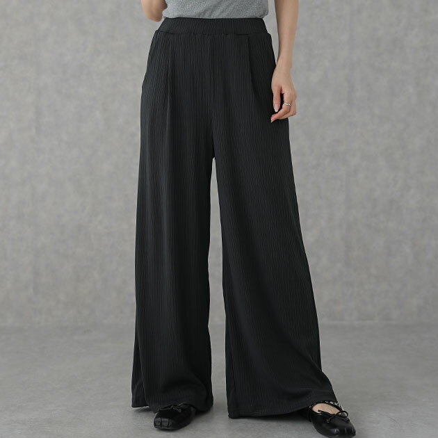 ハイウエスト ダブル タック ワイド パンツ 女性 レディース ボトム ズボン バギーパンツ 脚長効果 細見え 腰高設計 スタイルアップ 体型カバー カジュアル...