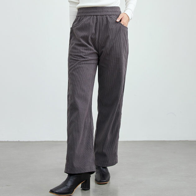 ソリッドカラー コーデュロイ クロップド イージー パンツ 女性 レディース メンズライク ユニセックス ボトム ズボン 秋 冬 ワークパンツ ゴム リブ 単色 無地 カジュアル ストリート 楽ちん 部屋着 ワンマイル ルームウエア シンプル ストレート