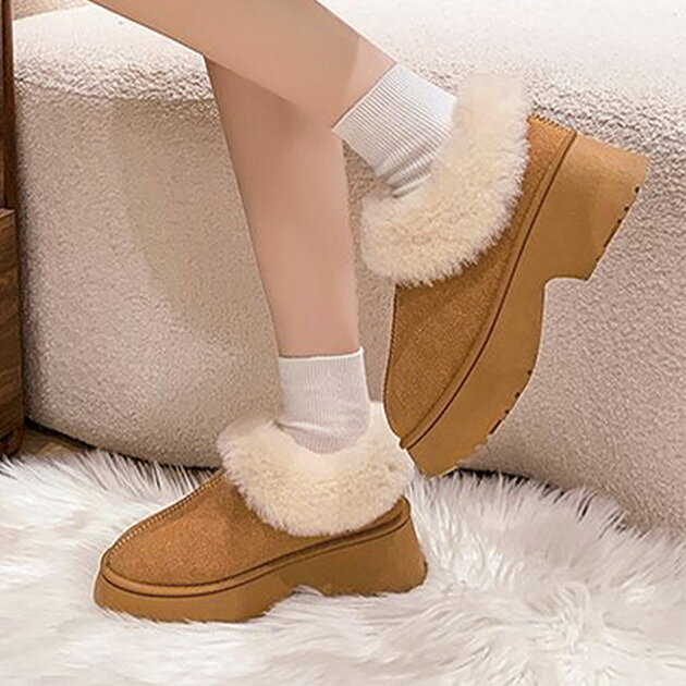 スエード調 厚底 ショート ムートン ブーツ シューズ レディース 秋 冬 防寒対策 あったか チャンキーヒール ボリューム 配色 太ヒール カジュアル ストリ...