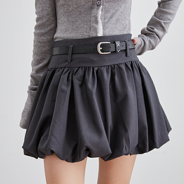 ベルト付きバルーン切替ミニスカート...