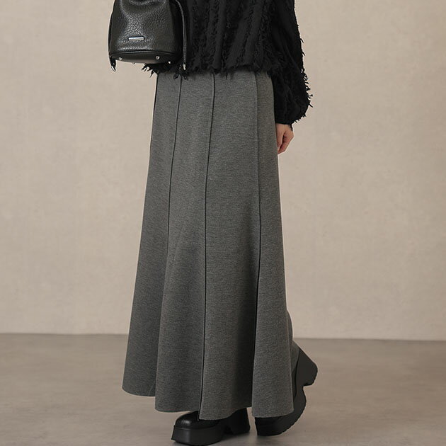 ソリッドカラー ハイウエスト フレア ミモレ スカート 女性 レディース ボトム ロング ミディ 単色 無地 Aライン エレガント オフィス 大人 上品 きれいめ オンコーデ フェミニン 細身 シンプル ミニマル