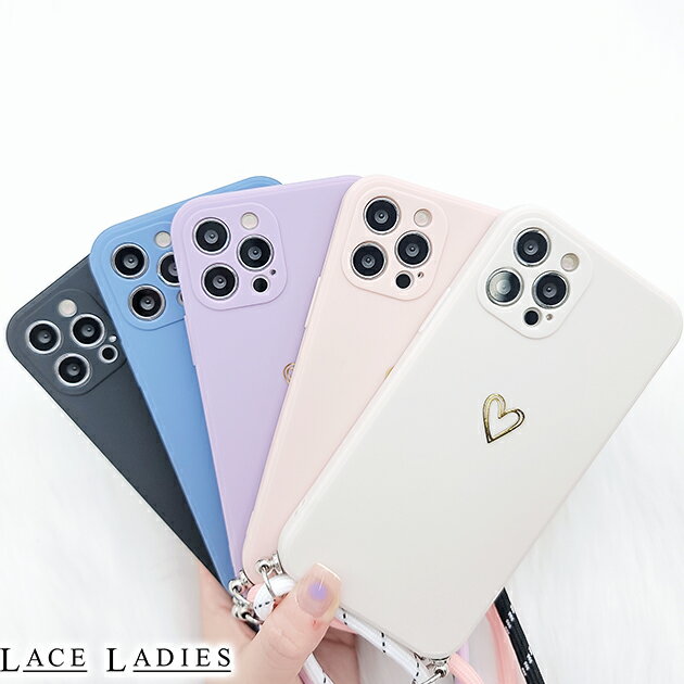 ストラップ付 ハートワンポイント シリコン iPhoneケース ソフトケース スマホケース スマホカバー iPhone 14 14pro 14plus 14promax iPhone 13 13pro 13mini iPhone 12 12pro 12mini iPhone 11 11pro iPhone XR iPhone X iPhone 7 iPhone 8 第2世代 第3世代のサムネイル