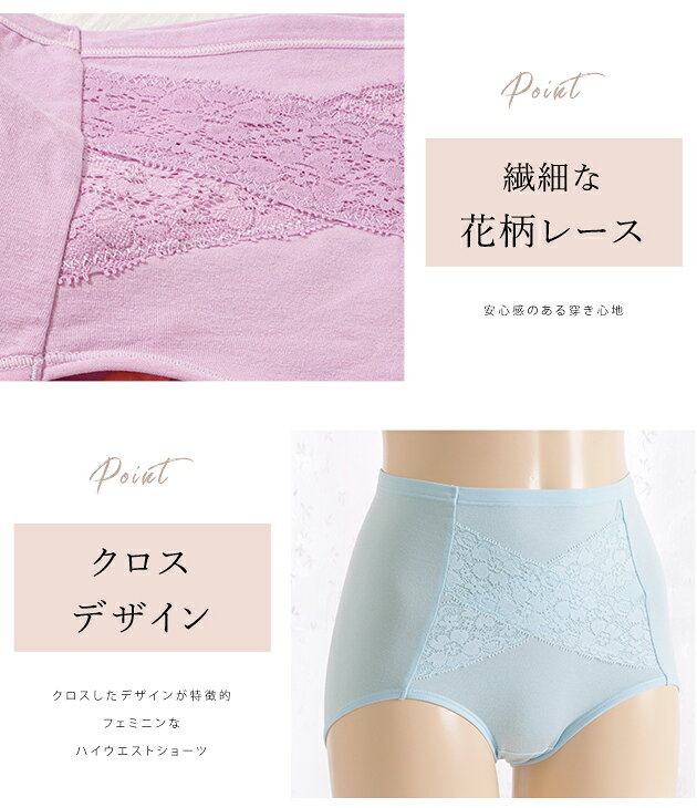 【7枚セット】ハイウエストショーツ レディース 下着 綿パン コットン レース スト...