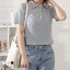 襟付き半袖リブトップス レディース 女性 ポロシャツ トップス カジュアル Tシャツ 半袖 春 夏 襟付き ..