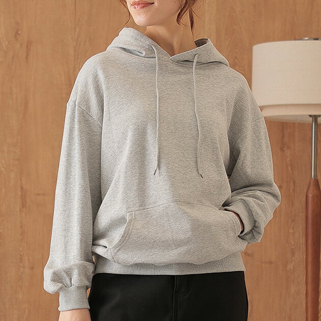 Rakuten - ベーシック 長袖 フード付き パーカー プルオーバー 女性 レディース トップス 春 秋 冬 ロングシーズン 定番 ベーシック 単色 無地 ワンカラー シンプル カジュアル ストリート スウェット トレーナー 着まわし