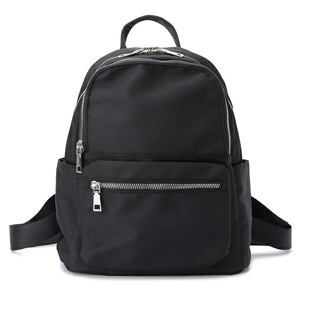 撥水 リュック バックパック ナイロン 軽量 大容量 ファスナー式 無地 シンプル カジュアル 通勤 通学 旅行 キャンプ アウトドア フェス マザーズバッグ ブラック