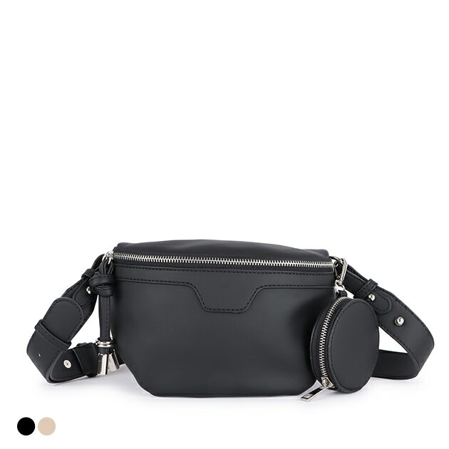 ボディバッグ ウエストポーチ ショルダーバッグ 合皮 ソフト PUレザー ファスナー式 シンプル カジュアル ストリート スポーティー メンズライク ボーイッシュ アウトドア フェス キャンプ ブラック ベージュ