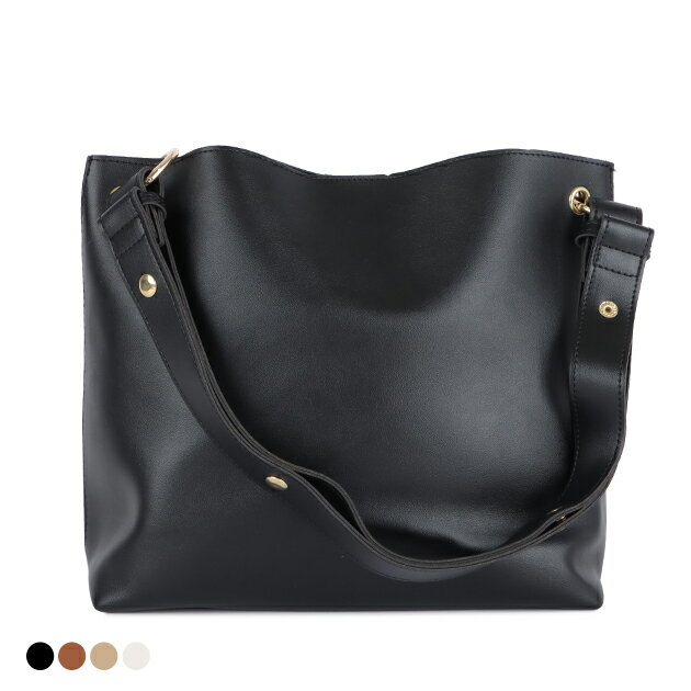 大容量 ショルダーバッグ A4サイズ収納 インバッグ ポーチ付き 合皮 ソフト PUレザー 無地 高見え レディース シンプル オフィスカジュアル ビジネス 通勤 通学 マザーズバッグ ブラック アイボリー グレージュ ブラウン(4)