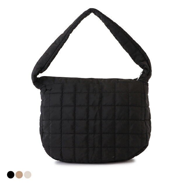 キルティングビッグショルダーバッグ レディース 女性 ショルダー ビッグ オーバーサイズ バッグ カジュアル トラベル マザーズバッグ ポリエステル ブラック ホワイト ベージュ ワンカラー 単色 シンプル ベーシック