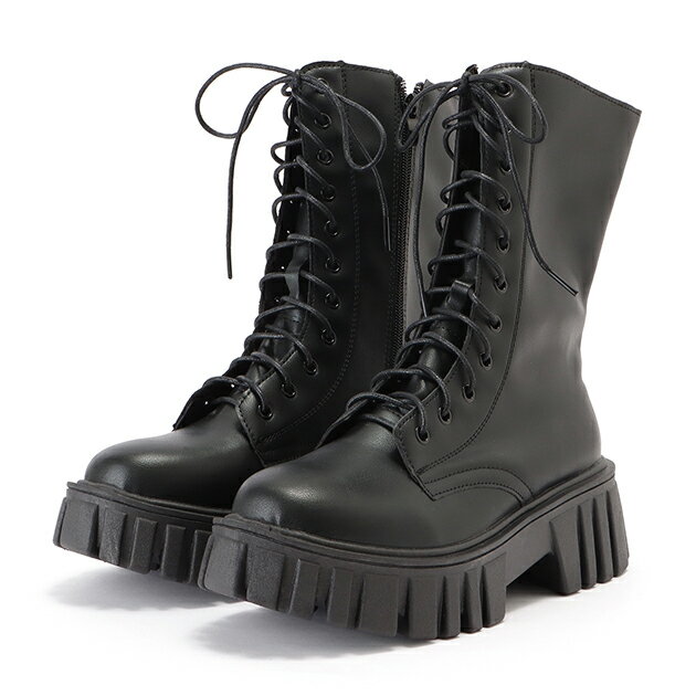 サイドジップレースアップトラックブーツ 女性 レディース 靴 シューズ 秋 冬 ウィンター マット フェ..