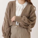 リボン×ケーブルスリーブボレロニットカーディガン 女性 レディース トップス セーター 秋 冬 ウィンター ショート クロップド 編み柄 ボリューム袖 ランタン...