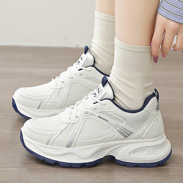 厚底 メッシュ 配色 レースアップ スニーカー 女性 レディース 靴 シューズ 春 夏 秋 冬 デイリー アーバン カジュアル アクティブ ストリート ボリューム 存在感 ダッドスニーカー 凹凸 スポーティ メンズライク