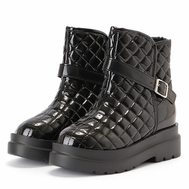 ベルト付キルティング厚底ショートブーツ 女性 レディース シューズ 靴 ダイヤ型 スノー ウィンター 秋 冬 雪 ボリューム あったか ぽかぽか レディ ハード...