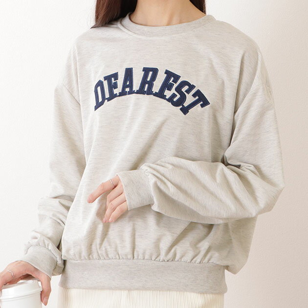 カレッジ ロゴ 長袖 スウェット プルオーバー 女性 レディース トップス 春 秋 冬 ロングシーズン プル..