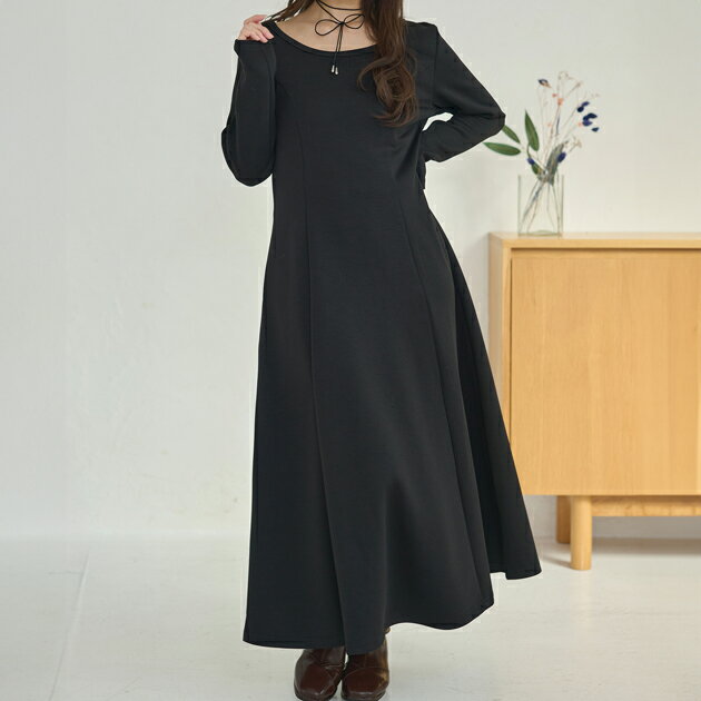 樂天商城 - DAYRA ソリッドカラー ウエストシェイプ フレア マキシ ワンピース 女性 レディース トップス スカート オールインワン 春 秋 冬 長袖 ロング 長め丈 単色 無地 シンプル ミニマル オンコーデ きれいめ ドレス Aライン エレガント 上品