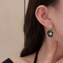レイヤード フラワー パール × ビジュー ピアス 女性 レディース 耳 イヤリング アクセサリー 花 真珠 モチーフ デイリー アクセント 普段着 日常使い ...
