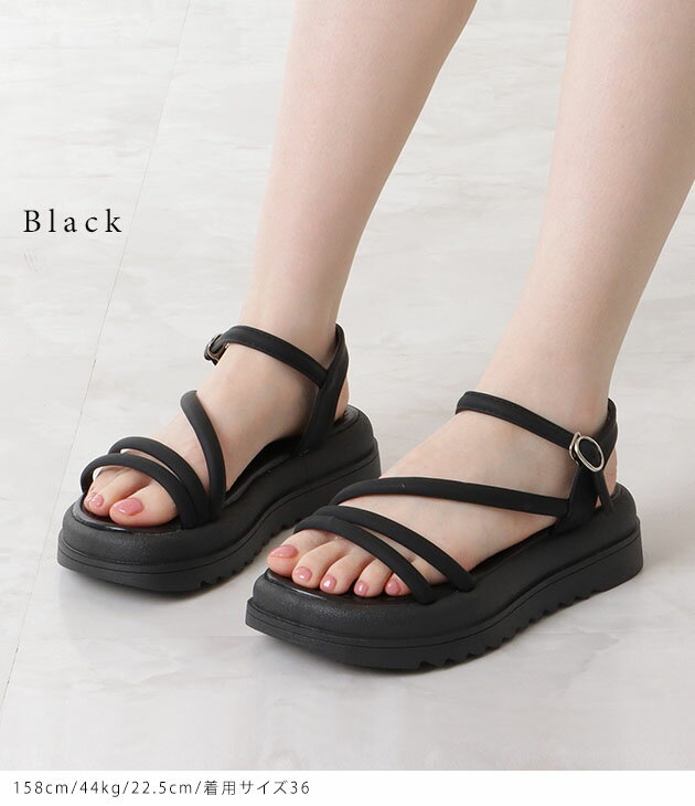 チューブストラップコンフォートフラットサンダル 女性 レディース カジュアル 楽ちん ローヒール バックストラップ ナローストラップ カジュアル スポーティ ベーシック シンプル ブラック アイボリー ミニマル 着回し
