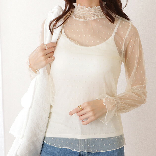 プチハイネック メロウ フリル 総レース プルオーバー 女性 レディース トップス ロンT 春 秋 冬 透け感 レース シアー 薄手 フェミニン 可愛い キュート インナー カジュアル きれいめ 甘め 大人 ロマンチック 重ね着 レイヤード ギャザー