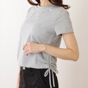サイド ギャザー クルーネック 半袖 Tシャツ 女性 レディース プルオーバー カットソー トップス 春 夏 クロップド ショート 丸首 スリム 細見え スタイルアップ 単色 無地 シンプル ベーシック ミニマル カジュアル シャーリング ドロスト