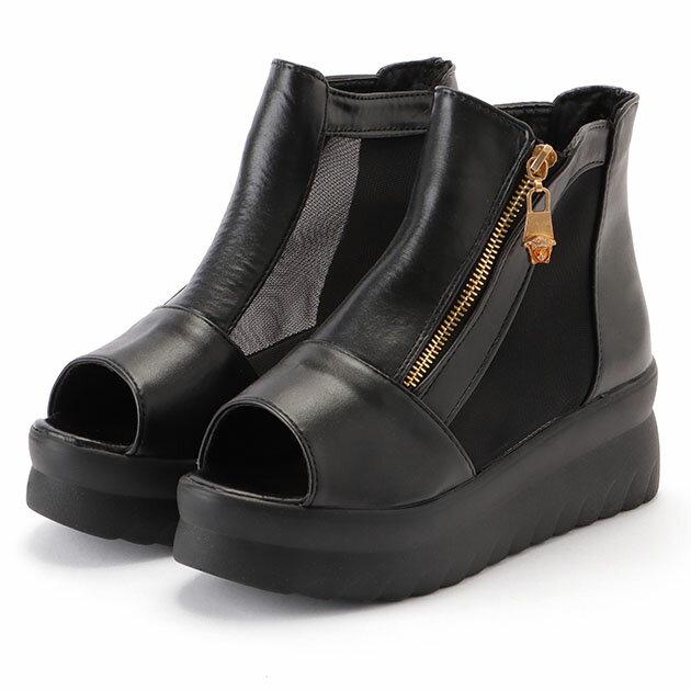 オープントゥ シースルー ブーツ サンダル 厚底 プラットフォーム ショート丈 レディース 靴 春 夏 カジュアル モード きれいめ シンプル ブラック ホワイ...