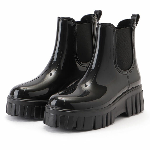 エナメル風サイドゴア厚底ショートレ...