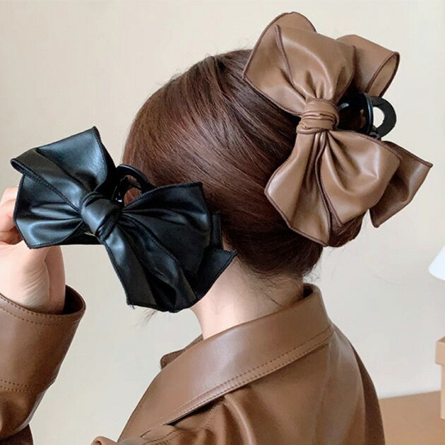 樂天商城 - レザー調 リボン ビッグ バンズ クリップ ヘアアクセサリー 女性 レディース 春 夏 秋 冬 大きい ボリューム 単色 ワンカラー 無地 大人っぽい 大人女子 きれいめ クール 上品 エレガント 可愛い スイート キュート 華やか ドレッシー パーティー