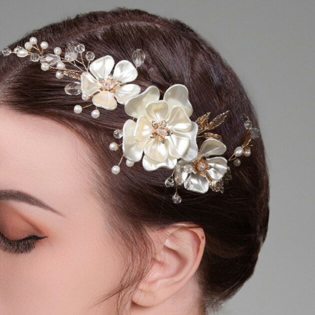樂天商城 - フラワー パール ボタニカル ヘッド ドレス ヘアアクセサリー 女性 レディース 春 夏 秋 冬 ティアラ 花冠 リーフ コーム かんざし 華やか ドレッシー エレガント 上品 結婚式 ブライダル パーティー セレモニー 成人式 お祝い 洋装 和装